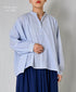 NSL26011 80s COTTON VOILE STRIPE BANDED COLLAR GATHER SHIRT