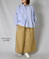 NSL26011 80s COTTON VOILE STRIPE BANDED COLLAR GATHER SHIRT