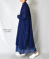 NSL26024 80s COTTON VOILE PLAIN BANDED COLLAR GATHERED SHIRT DRESS