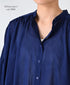 NSL26024 80s COTTON VOILE PLAIN BANDED COLLAR GATHERED SHIRT DRESS