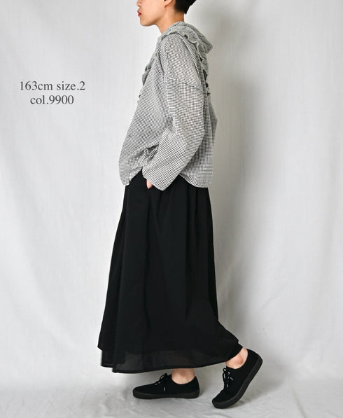 NSL26025 80s COTTON VOILE PLAIN GATHERED SKIRT
