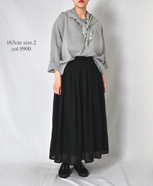 NSL26025 80s COTTON VOILE PLAIN GATHERED SKIRT