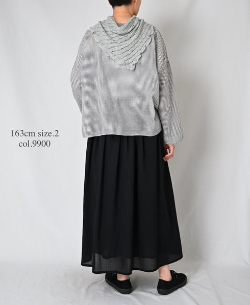 NSL26025 80s COTTON VOILE PLAIN GATHERED SKIRT