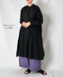 NSL26024 80s COTTON VOILE PLAIN BANDED COLLAR GATHERED SHIRT DRESS