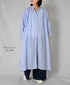 NSL26014 80s COTTON VOILE STRIPE BANDED COLLAR GATHER SHIRT DRESS
