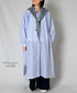 NSL26014 80s COTTON VOILE STRIPE BANDED COLLAR GATHER SHIRT DRESS
