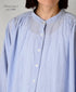 NSL26014 80s COTTON VOILE STRIPE BANDED COLLAR GATHER SHIRT DRESS
