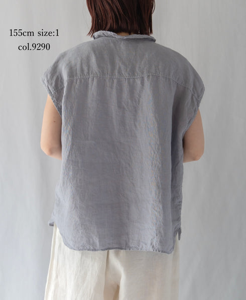 INMDS26001D 60s AUTOLOOM LINEN PLAIN OVERDYE FRENCH/SL FRILL COLLAR SHIRTS