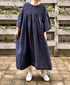 INMDS26004D 60s AUTOLOOM LINEN PLAIN OVERDYE BACK OPENING PULLOVER DRESS WITH MINI PINTUCK