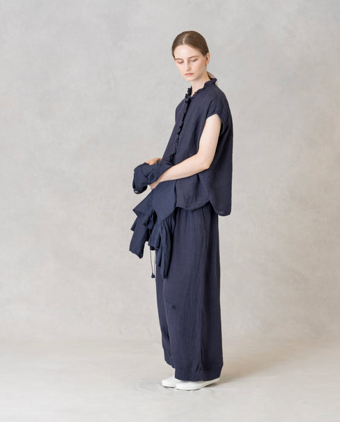 INMDS26001D 60s AUTOLOOM LINEN PLAIN OVERDYE FRENCH/SL FRILL COLLAR SHIRTS