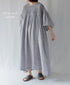 INMDS26004D 60s AUTOLOOM LINEN PLAIN OVERDYE BACK OPENING PULLOVER DRESS WITH MINI PINTUCK