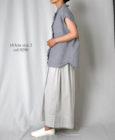 INMDS26001D 60s AUTOLOOM LINEN PLAIN OVERDYE FRENCH/SL FRILL COLLAR SHIRTS