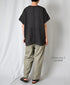NMDS25242 80s POWER LOOM LINEN PLAIN BACK OPENING CREW-NECK S/SL EMB SHIRT