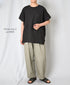 NMDS25242 80s POWER LOOM LINEN PLAIN BACK OPENING CREW-NECK S/SL EMB SHIRT