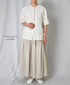NMDS26271 80s POWER LOOM LINEN PLAIN LACE PINTUCK HALF/SLEEVE 2WAY SHIRT