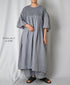 INMDS26004D 60s AUTOLOOM LINEN PLAIN OVERDYE BACK OPENING PULLOVER DRESS WITH MINI PINTUCK