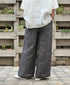 NMDS26285 80s POWER LOOM LINEN CHECK WIDE PANTS