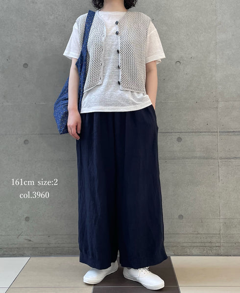 INMDS26005D 60s AUTOLOOM LINEN PLAIN OVERDYE EASY PANTS
