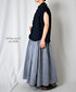 INMDS26043 HANDWOVEN YARN DYE CHAMBRAY PINTUCK FLARED SKIRT