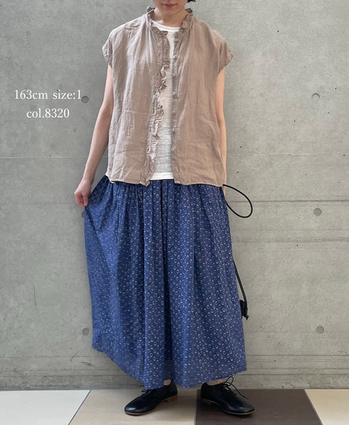 INMDS26001D 60s AUTOLOOM LINEN PLAIN OVERDYE FRENCH/SL FRILL COLLAR SHIRTS