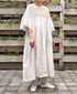 INMDS26004D 60s AUTOLOOM LINEN PLAIN OVERDYE BACK OPENING PULLOVER DRESS WITH MINI PINTUCK