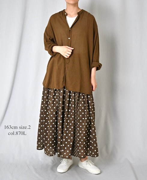 NSL26057 80s COTTON VOILE DOT PRINT PATCHWORK GATHERED SKIRT