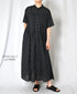 NSL26054 80s COTTON VOILE DOT PRINT BANDED COLLAR S/SL DRESS