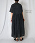 NSL26054 80s COTTON VOILE DOT PRINT BANDED COLLAR S/SL DRESS