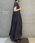 NMDS26272 80s POWER LOOM LINEN PLAIN BOAT-NECK LACE PULLOVER DRESS