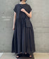 NMDS26272 80s POWER LOOM LINEN PLAIN BOAT-NECK LACE PULLOVER DRESS