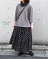 NSL26057 80s COTTON VOILE DOT PRINT PATCHWORK GATHERED SKIRT