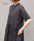NSL26054 80s COTTON VOILE DOT PRINT BANDED COLLAR S/SL DRESS