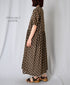 NSL26054 80s COTTON VOILE DOT PRINT BANDED COLLAR S/SL DRESS