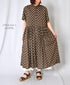 NSL26054 80s COTTON VOILE DOT PRINT BANDED COLLAR S/SL DRESS