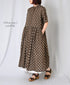NSL26054 80s COTTON VOILE DOT PRINT BANDED COLLAR S/SL DRESS