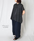 NSL26051 80s COTTON VOILE DOT PRINT BANDED COLLAR FRENCH/SL SHIRT