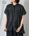 NSL26051 80s COTTON VOILE DOT PRINT BANDED COLLAR FRENCH/SL SHIRT
