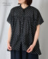 NSL26051 80s COTTON VOILE DOT PRINT BANDED COLLAR FRENCH/SL SHIRT