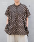 NSL26051 80s COTTON VOILE DOT PRINT BANDED COLLAR FRENCH/SL SHIRT