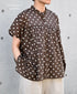 NSL26051 80s COTTON VOILE DOT PRINT BANDED COLLAR FRENCH/SL SHIRT