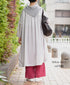 NSL26003 60s CAMBRIC PLAIN CREW-NECK BACK SIDE GATHERED DRESS WITH LINING