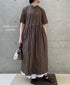 NSL26054 80s COTTON VOILE DOT PRINT BANDED COLLAR S/SL DRESS