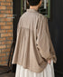 NSL26031 COTTON SLUB SMALL FLOWER PRINT REGULAR COLLAR GATHERED SHIRT SMOCK