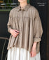 NSL26031 COTTON SLUB SMALL FLOWER PRINT REGULAR COLLAR GATHERED SHIRT SMOCK
