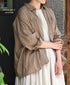 NSL26031 COTTON SLUB SMALL FLOWER PRINT REGULAR COLLAR GATHERED SHIRT SMOCK