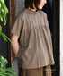 NSL26032 COTTON SLUB SMALL FLOWER PRINT BACK OPENING STAND COLLAR SHIRT