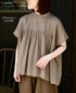 NSL26032 COTTON SLUB SMALL FLOWER PRINT BACK OPENING STAND COLLAR SHIRT