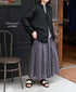 NSL26035 COTTON SLUB SMALL FLOWER PRINT GATHERED SKIRT