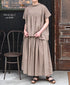 NSL26035 COTTON SLUB SMALL FLOWER PRINT GATHERED SKIRT
