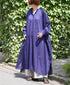 NSL26024 80s COTTON VOILE PLAIN BANDED COLLAR GATHERED SHIRT DRESS